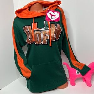 Victoria’s Secret PINK XS Logo University of Miami Crystal Embellished Hoodie